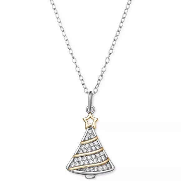 GIANI BERNINI Ornament with Cubic Zirconia Two-Tone Christmas Tree 18" Pendant - Picture 2 of 3